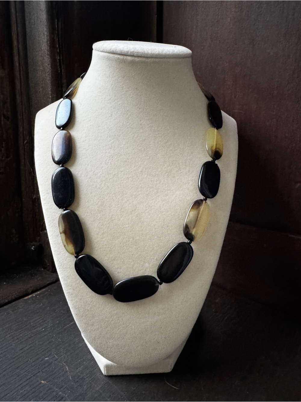 Vintage Artisan Polished Horn Statement Necklace -hand polished Natural Horn